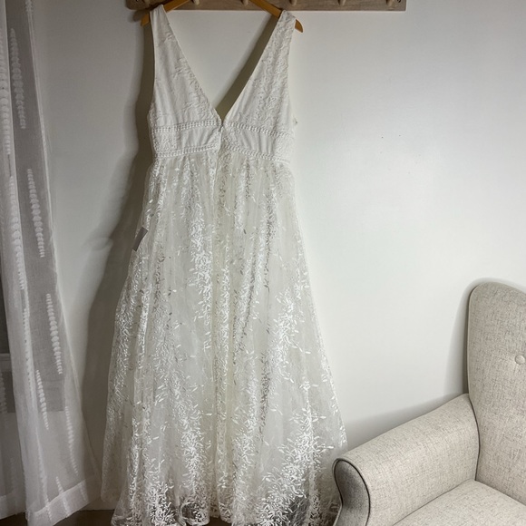 Lulus Sweetest Beloved White Mesh Embroidered Sleeveless Bride Maxi Dress NWT XL - Picture 6 of 14